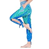 Lofbaz Yoga Haremshose mit hoher Taille für Boho Jogger-Kleidung für Damen mit Taschen Lässige Liegen Sommer Reise Kleidung Pfau Hellblau XL