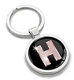 Biomar Labs® Schlüsselanhänger Buchstabe Metall Keyring Buchstaben Initialen Alphabet Autoschlüssel Geschenk Metall-Schlüsselanhänger Schlüsselbund Edelstahl Rose Gold H, KK 34