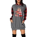 Weihnachtskleid Damen Langarm Sexy Party Kleider Weihnachts Kostüm Cartoon Drucken Langarmshirt Pulloverkleid Abendkleid Lässig Mode Winterkleid Herbst Winter Weihnachtspullover Festliche Geschenk