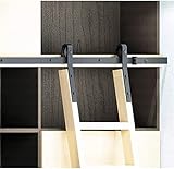 JHGJBJ Schiebetür Komplettset Leiter Robust Schiebetür Laufschienen Trittleiter Mit Schienensplei Schwerlast Schiebetürsystem Grundlegendes Schwarzes (Size : 300cm(9.8 ft) Track kit)