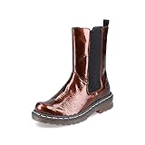 Rieker Damen Chelsea Boots 76280, Frauen Stiefeletten,flach,Woman,Lady,Ladies,Boots,Stiefel,Bootee,Booties,halbstiefel,braun (25),40 EU / 6.5 U