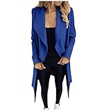 TTWOMEN Damen Langarm Revers Offene Front Outwear Jacken Haarige Kurze Strickjacke Anzugjacke Einfarbig Langer M
