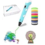 3D Stift ，3D Druckstift ， 3d Printer Pen Set ，3D-Kugelschreiber ，kompatibel mit PLA und LCD-Display ，Doodler 3D-Filament ，3D-Druckfeder mit 20 Farben5M des Filaments (blue)