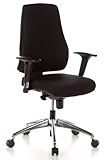 hjh OFFICE 608000 Profi Bürostuhl PRO-TEC 200 Stoff Schwarz Drehstuhl ergonomisch, Arm- & Rückenlehne höhenverstellb