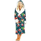 MNRIUOCII Bademantel Damen Korallenvlies Lange Morgenmantel mit Kapuze Langarm Gradient Farbe Nachtwäsche mit Tasche Herbst Winter Warmer Pyjama V-Ausschnitt Kimono Saunamantel Robe Loungew