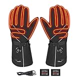Beheizte Handschuhe USB elektrisch beheizte Handschuhe, wasserdichte beheizte Handschuhe mit 3 Heizstufen, Handwärmer für den Winter Radfahren Angeln Ski W