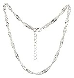 Fußkettchen, Fußkette, Singapurkette, Schmuck, Modeschmuck aus 925 Silber als Fußschmuck - 7K - Geschenke für Frauen, Mädchen und Männer, 22-25cm, 3mm, Modell 50