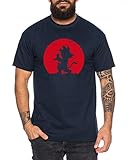 Kame Moon Herren T-Shirt One Goku Dragon Master Son Ball Vegeta Turtle Roshi Piece Golds Db, Farbe:Dunkelblau, Größe:M