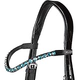 Heinick-Reitsport Trense anatomisch Performance Schwarz konisches RH ~ Vollblut ~ Auswahl (Glow-Turquoise)