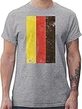 Fussball WM 2022 Fanartikel - Deutschland Flagge Vintage - M - Grau meliert - Tshirt Handball wm 2019 - L190 - Tshirt Herren und Männer T-S