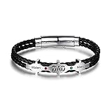 Albertband Armband für Männer Frauen Personalisierte Stahl mit Namen Gravur Paar Armbänder Männer Leder Armband für Vatertag Valentinstag Schmuck (#style 2)