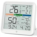 NOKLEAD Hygrometer Indoor Thermometer-Digital-Raumfeuchtigkeitsmessgerät Genaue Temperaturüberwachungsmesser MAX / MIN-Datensätze, LCD mit Hintergrundbeleuchtung, Komfort-Symbol für Home T