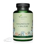 MAGNESIUM KALIUM Kapseln Vegavero ® | 180 Kapseln | Muskeln, Nerven, Energie * | Magnesiumcitrat & Kaliumcitrat | LABORGEPRÜFT | Ohne Zusätze | Veg