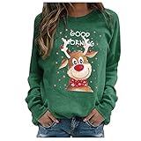 Weihnachten Pullover Damen, Teenager Mädchen Niedlichem Eule Weihnachtspullover Rundhals Kapuzenpullover Christmas Sweatshirt Herbst Winter Xmas Pulli Langarmshirt Weihnachtspulli W