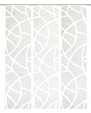 HOME WOHNIDEEN 88428 | 3er-Set Schiebegardinen CASSÉ, Blickdicht und transparent im Wechsel, mit Scherli-Muster, 245x60cm, Farbe: wollweiß