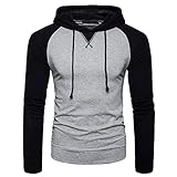 Hoodie Herren Slim Fit Spleißen Langarm Pullover Herren Frühling Herbst Outdoor Lassig Sport Sweatshirt Herren Trend Hip Hop Straßentanz Style Kapuzenpullover H