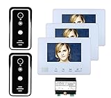 7-Zoll-BUS-2-Draht-Video-Türsprechanlage für Heim-2-Türklingel-Kameras 3-Monitor-Nachtsichtgeräte für zu H