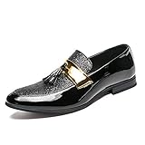 POOSCA Klassische Mens Oxfords. Herrenmode Oxford Casual Comfort Classic Quaste Persönlichkeit Nähen Formale Schuhe Männer Modeschuhe (Color : Black, Size : 39)