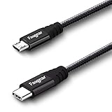 Fasgear USB C auf Micro-USB-Kabel [1 m] Mit Nylon geflochtenes Typ C auf Micro-USB-Kabel Kompatibel mit Galaxy S7 / S7, HTC One / 10 und mehr (Schwarz)