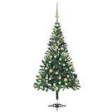 Catherinol Künstlicher Weihnachtsbaum mit LEDs, Tannenbaum, Lichterkette, Weihnachtsbeleuchtung, Edeltanne, Weihnachts-Baum, & Schmuck 120 cm 230 Zweig