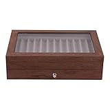 Basage Pen Display Box Holz Pen Schaukasten Füllfederhalter Aufbewahrungsbox 23 Stifte Organizer Box mit transparentem Fenster b