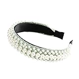 Treimboover Stirnbänder Haarbänder Perlen-Stirnband for Hochzeit Weit Jeweled weiße Tiara for die Braut Hochzeit Haarschmuck Perlen-Stirnband-4 (Color : 3)