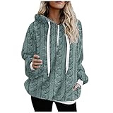 NHNKB Sweatshirt Damen Winter Warm Hoodie Oversized Weich Mädchen Teddy Fleece Kapuzen Pullover Flauschig Winterpullover Sweater Langarm Pulli Kapuzenp