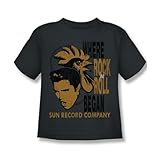 Sun Records - Elvis & Rooster Juvy T-Shirt in der Holzkohle, Large (7), C