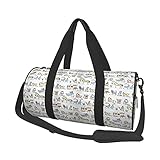 ADONINELP Reisetasche Seesack Vintage Zirkus Charaktere Akrobat Bärtige Turnerin Starker Mann Harlekin Pantomime ， Zylinder Reisetasche Mode Leinwand Leichter Tragegurt Gepäck