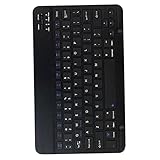 Baobiutin Drahtlose Tastatur Ultra Slim 10 Zoll Computer USB-Wiederaufladbare Tastatur für iPad-Tablet-PC-Schw