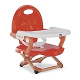 Chicco Pocket Snack Sitzerhöhung für Kinder von 6 Monaten bis 3 Jahren (15 kg), tragbarer Hochstuhl, verstellbar, mit kompaktem Verschluss und abnehmbarer Platte, Poppy R