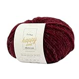 MyOma Alpaca Wolle zum Stricken -1x Happy Wool Alpaca Mix kaminrot (Fb 41)- 1 Knäuel Wolle dunkelrot + GRATIS Label – Wolle mit Alpaka – 50g/80m – Nadelstärke 7-8mm – Wolle zum Stricken – rote W