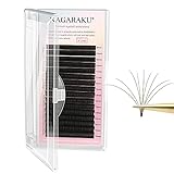 NAGARAKU Easy Fan Volume Eyelash Extensions Brown Color Lashes Supplies 0.07mm D Curl Mix Tray 9-15mm Rapid Blooming Self Fanning Cluster Faux Mink Matte 16 Row