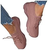 Geilisungren Schnürhalbschuhe Damen Business Flache Schuhe Plattform Freizeitschuhe Low top Sneaker Atmungsaktive Sportschuhe Leicht Laufschuhe Vintage Elegante Rutschfest Walking