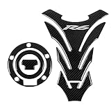 JIUZHEBA 3D Kohlefaser-Tank-Kappe-Aufkleber-Pad-Aufkleber-Emblem-Schutzmotorrad-Zubehör for Yamaha R6 YZFR6 YZF-R6 YZF R6 (Color : Dark Grey)