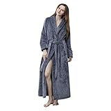 Zarupeng Bademantel mit Schalkragen Unisex Herren Damen Verdicken Lange Pyjamas Fleece Robe Morgenmantel Saunamantel Gown Nachtw