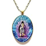 Buddha-Meditations-Halskette, Lebensbaum-Anhänger, Zen, Buddhismus, religiöser Schmuck, Glas-Cabochon, Kunstkette, Halskette, spiritueller Schmuck, Yoga-Schmuck, Buddha-Schmuck - JV51