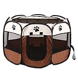 Sraeriot Pet Playpen Faltbare Tragbare Katze Käfig Zelt Hund Ãœbung Kennel Zaun 73x73x43cm Kaffee Faltbare Hund L