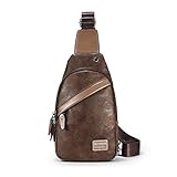 GPWDSN Herren Brusttaschen Herren Retro PU Umhängetasche Casual Single Messenger Bags Für Reisen Outdoor Umhängetasche Daypack (Kaffee, Einheitsgröße)