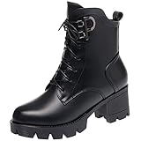 YWZQ Damen Lederstiefel Herbst/Winter Damen Mode Wärme Baumwollstiefel Reißverschluss Runde Zehe Niedrig Top Beiläufige Kurzstiefel Weibliche Schuhe,Schwarz,40 EU