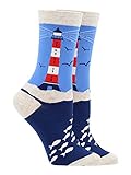 WHD Leuchtturm Socken für Frauen für Ozean-Liebhaber, hellbeige, M