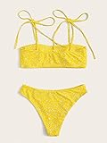 NBgy Damen Bikini-Sets Ditsy Floral Krawatte Schulterbikini Badeanzug (Color : Yellow, Size : M)