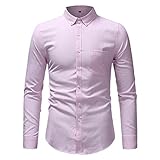 QWERD Herrenhemden Oxford Herren Hemd Slim-Fit Langarm-Hemden Männer Freizeit-Hemd Business Herren Oxford Long Sleeve Hemd Button-down-Shirts Regular-fit Long-Sleeve Solid Shirt Übergröße S-5XL