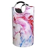 Violetpos Faltbarer Wäschekorb mit Griff 82L Kapazität Wäschesammler Bedruckter Wäschesack Wäschebox Laundry Baskets Laundry Bag Rosa E