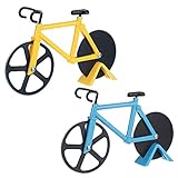 Veraing 2 Stücke Fahrrad Pizzaschneider Pizza Cutter aus Edelstahl Räder Essen Grade Antihaftbeschichteter mit scharfem Schneiderad Spülmaschinenfest für Party usw
