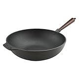 Carl Victor - Wokpfanne Wok Gusseisen Pfanne 30 cm mit Holzg