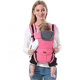 ThreeH Babytrage Sling Ergonomische Baumwoll Babytrage Rücken 3 Tragepositionen BC08,Pink
