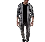 Freizeithemden Herren Modern Urban Klassisch Kariert Druck Herren Shirt Herbst Winter Mittlere Länge Strickjacke Herren Mantel Lose Atmungsaktiv All-Match Herren Lang