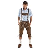 ALMBOCK Trachtenlederhose Kniebund - braune Lederhose Herren lang aus feinem und antikem Nubukleder - Lederhose Herren edel - Trachtenlederhose 50