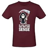 Shirt-Panda Herren Fun T-Shirt · So viele Idioten und nur eine Sense · Unisex Sarkasmus Funshirt · Schwarzer Humor Spruch Tshirt · Statement Shirt · 100% Baumwolle · Weinrot (Druck Weiß) XXL